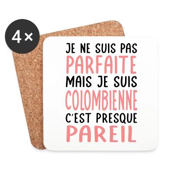 Je ne suis pas parfaite mais je suis Colombienne - Dessous de verre (lot de 4) - blanc - Devant