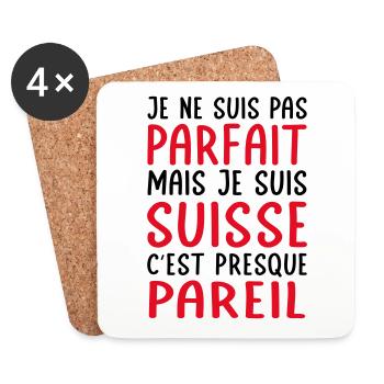 Je ne suis pas parfait mais je suis Suisse - Dessous de verre (lot de 4) - blanc - Devant