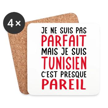 Je ne suis pas parfait mais je suis Tunisien - Dessous de verre (lot de 4) - blanc - Devant
