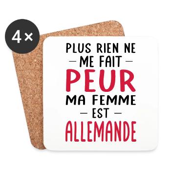 Rien ne me fait peur ma femme est Allemande - Dessous de verre (lot de 4) - blanc - Devant