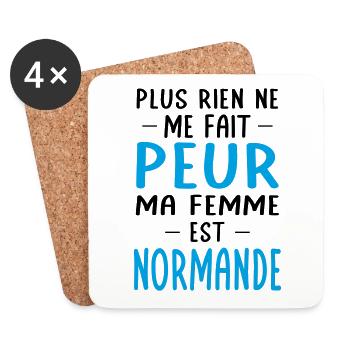 Rien ne me fait peur ma femme est Normande - Dessous de verre (lot de 4) - blanc - Devant