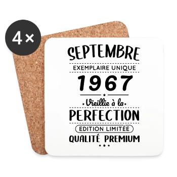 Anniversaire 55 ans - Septembre 1967 Perfection - Dessous de verre (lot de 4) - blanc - Devant
