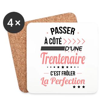 Anniversaire 30 ans - Trentenaire Perfection - Dessous de verre (lot de 4) - blanc - Devant
