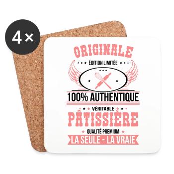 Authentique et véritable pâtissière - Originale - Dessous de verre (lot de 4) - blanc - Devant