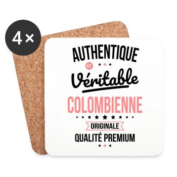 Authentique et véritable Colombienne - Originale - Dessous de verre (lot de 4) - blanc - Devant