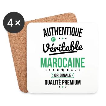 Authentique et véritable Marocaine - Originale - Dessous de verre (lot de 4) - blanc - Devant