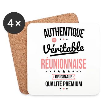 Authentique et véritable Réunionnaise - Originale - Dessous de verre (lot de 4) - blanc - Devant