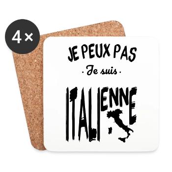 Je peux pas je suis Italienne - Dessous de verre (lot de 4) - blanc - Devant
