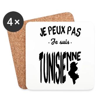 Je peux pas je suis Tunisienne - Dessous de verre (lot de 4) - blanc - Devant