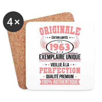 Anniversaire 60 ans - Originale - 1963 - Dessous de verre (lot de 4) - blanc - Devant