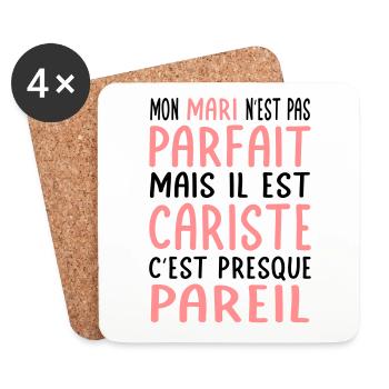 Mon mari n'est pas parfait mais il est cariste - Dessous de verre (lot de 4) - blanc - Devant