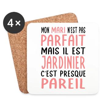 My husband is not perfect but he is a gardener - Coasters (set of 4) - white - Front
