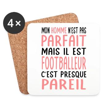 Mon homme pas parfait mais il est footballeur - Dessous de verre (lot de 4) - blanc - Devant