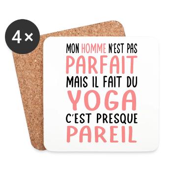 Mon homme n'est pas parfait mais il fait du yoga - Dessous de verre (lot de 4) - blanc - Devant