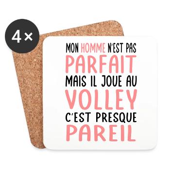 Mon homme n'est pas parfait mais il joue au volley - Dessous de verre (lot de 4) - blanc - Devant