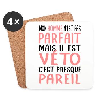 Mon homme pas parfait mais il est véto - Dessous de verre (lot de 4) - blanc - Devant