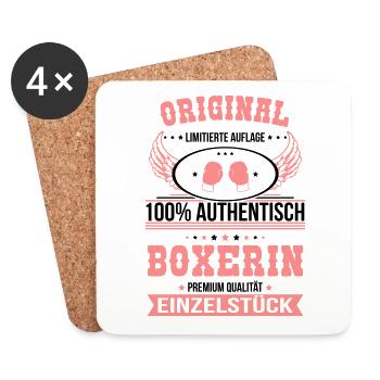 Boxerin - Original 100% Authentisch Einzelstück - Untersetzer (4er-Set) - Weiß - Vorne