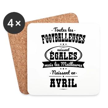 Footballeuses égales meilleures naissent en Avril - Dessous de verre (lot de 4) - blanc - Devant