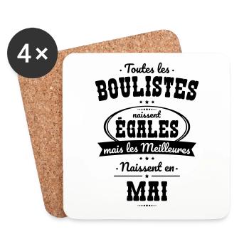 Boulistes égales meilleures naissent en Mai - Dessous de verre (lot de 4) - blanc - Devant