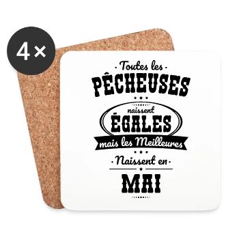 Pêcheuses égales meilleures naissent en Mai - Dessous de verre (lot de 4) - blanc - Devant