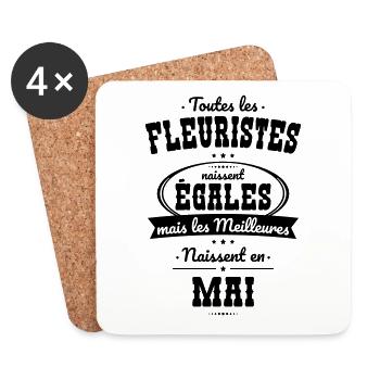 Fleuristes égales meilleures naissent en Mai - Dessous de verre (lot de 4) - blanc - Devant