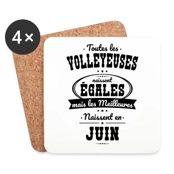Volleyeuses égales meilleures naissent en Juin - Dessous de verre (lot de 4) - blanc - Devant