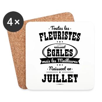 Fleuristes égales meilleures naissent en Juillet - Dessous de verre (lot de 4) - blanc - Devant