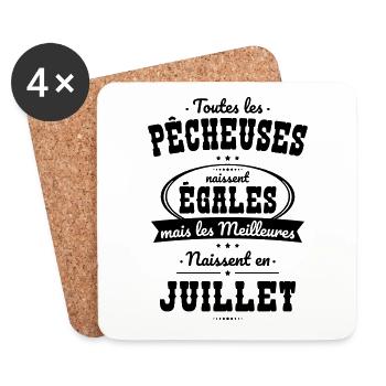 Pêcheuses égales meilleures naissent en Juillet - Dessous de verre (lot de 4) - blanc - Devant