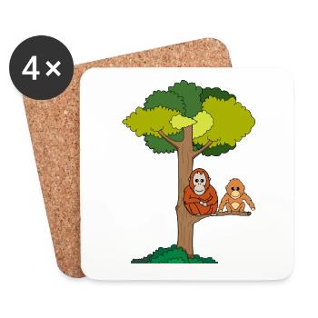 Orang-Utans sitzen in Baum - Untersetzer (4er-Set) - Weiß - Vorne