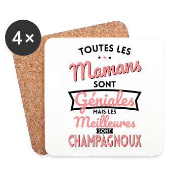 Mamans géniales les meilleures sont Champagnoux - Dessous de verre (lot de 4) - blanc - Devant