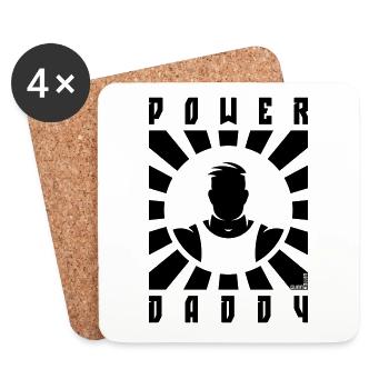 Power Daddy (Papa / Papa / Rayonnant / Noir) - Dessous de verre (lot de 4) - blanc - Devant