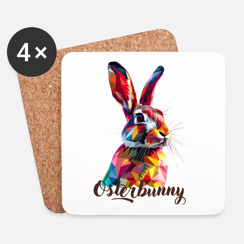 Osterbunny süßer Osterhase geometrisch - Untersetzer (4er-Set) - Weiß