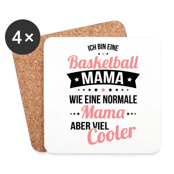 Basketball Mama wie eine normale Mama viel cooler - Untersetzer (4er-Set) - Weiß - Vorne