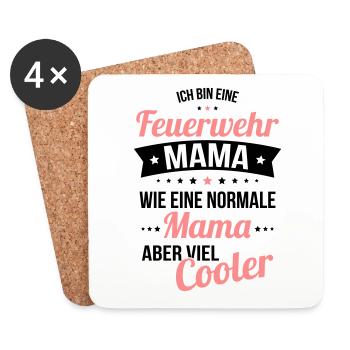 Firefighter Mom Like A Normal Mom Much Cooler - Coasters (set of 4) - white - Front