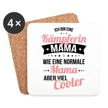 Fighter mom much cooler like a normal mom - Coasters (set of 4) - white - Front