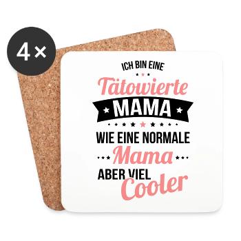 Tätowierte Mama wie eine normale Mama viel cooler - Untersetzer (4er-Set) - Weiß - Vorne