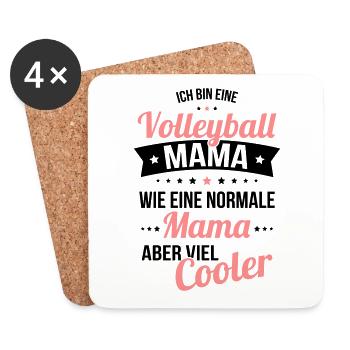 Volleyball Mama wie eine normale Mama viel cooler - Untersetzer (4er-Set) - Weiß - Vorne