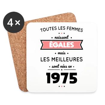 Anniversaire 50 ans - Meilleures sont nées en 1975 - Dessous de verre (lot de 4) - blanc - Devant