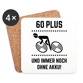 60 Plus – Immer Noch Ohne Akku! Fahrrad Rennrad B - Untersetzer (4er-Set) - Weiß - Vorne