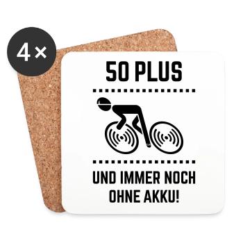 50 Plus – Immer Noch Ohne Akku! Fahrrad Rennrad B - Untersetzer (4er-Set) - Weiß - Vorne