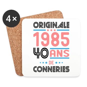 Anniversaire 40 ans - Originale 1985 - Conneries - Dessous de verre (lot de 4) - blanc - Devant