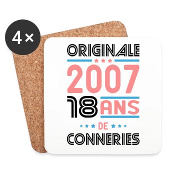 Anniversaire 18 ans - Originale 2007 - Conneries - Dessous de verre (lot de 4) - blanc - Devant