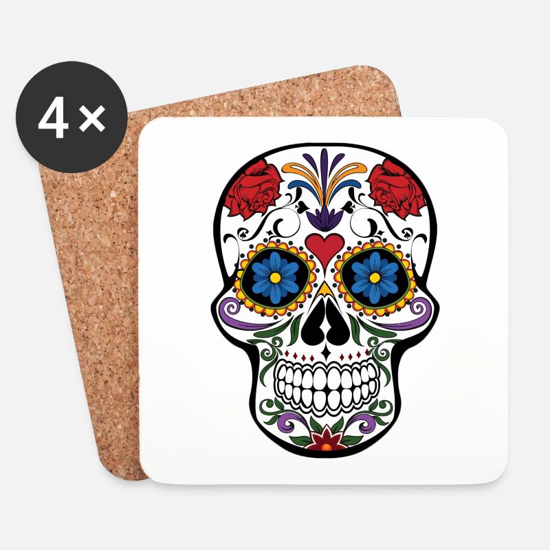 Totenkopf - Untersetzer (4er-Set) - Weiß