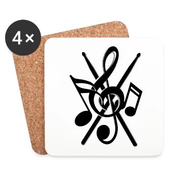Drumsticks Noten - Untersetzer (4er-Set) - Weiß - Vorne