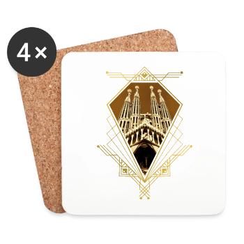 Barcelona Spanien Stadt Skyline Gold Ornament - Untersetzer (4er-Set) - Weiß - Vorne