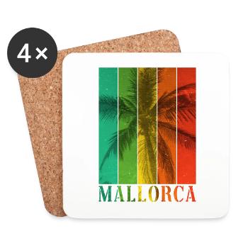 Majorque Espagne Été Soleil Plage Mer Palmiers - Dessous de verre (lot de 4) - blanc - Devant