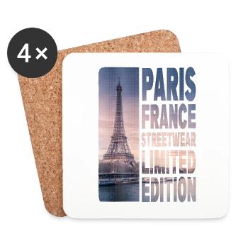Paris France Ville Skyline Accueil Amour - Dessous de verre (lot de 4) - blanc - Devant