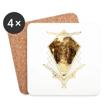Alicante Spain City Skyline Gold Ornament - Coasters (set of 4) - white - Front