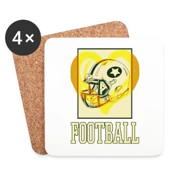 American Football Helmet Football Helmet Sports Heart - Coasters (set of 4) - white - Front