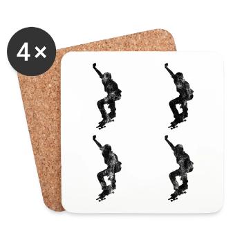 Skateboarder Skateboard Skater Skate Skateing - Dessous de verre (lot de 4) - blanc - Devant